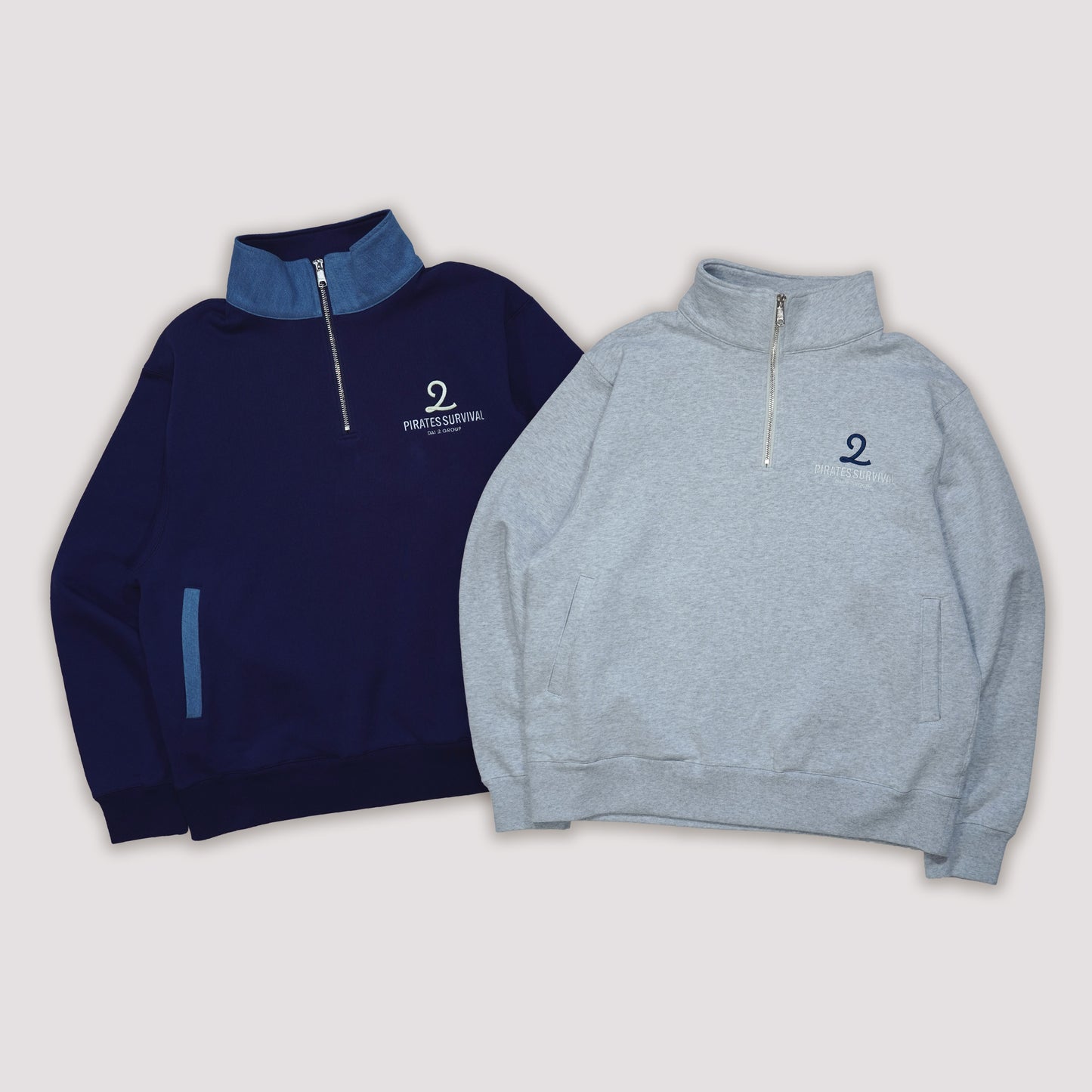 海賊サバイバル ハーフジップトレーナー ブルー