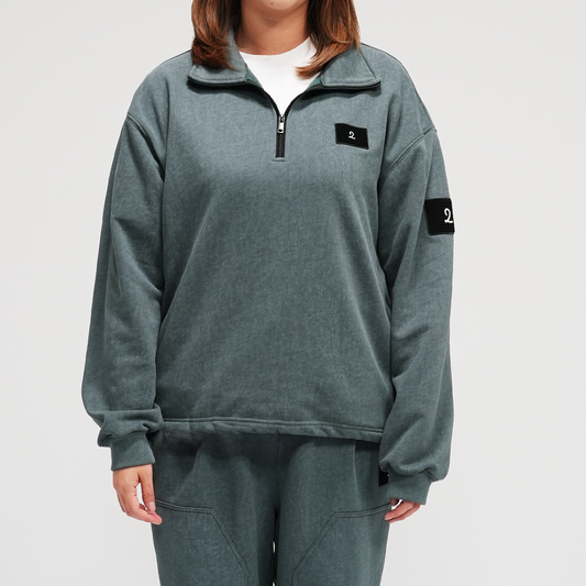 【EC販売】ピグメント ハーフジップ（グリーン）