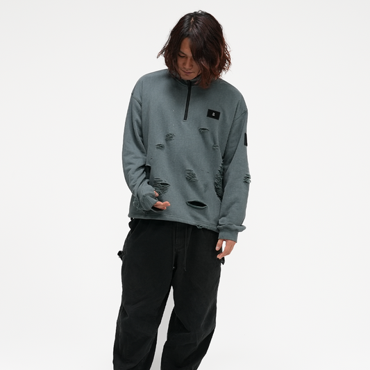 【EC販売】土井谷ピグメント ハーフジップ（グリーン）